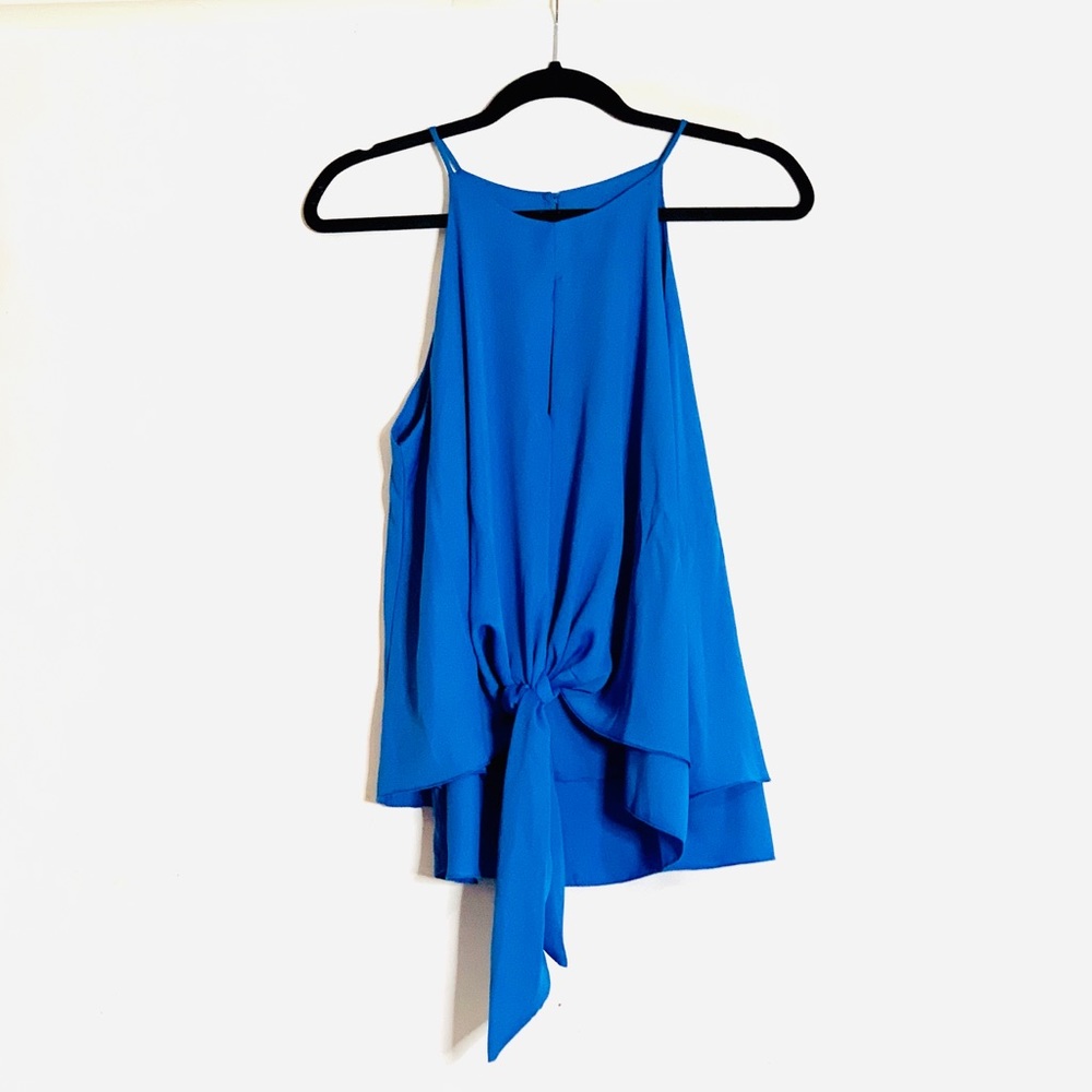 Decker Drape Tie in Front Blue Tank
